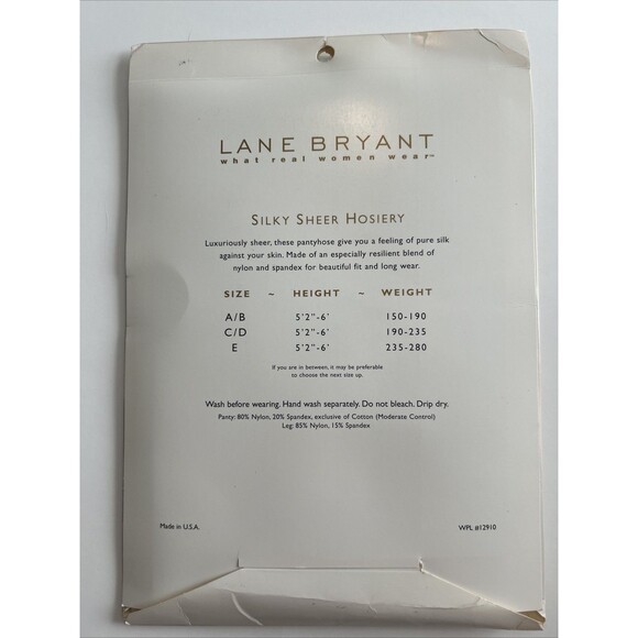 2 Pair Lane Bryant Silky Sheer Control Top Pantyhose In Off White Plus Size E - Picture 5 of 10